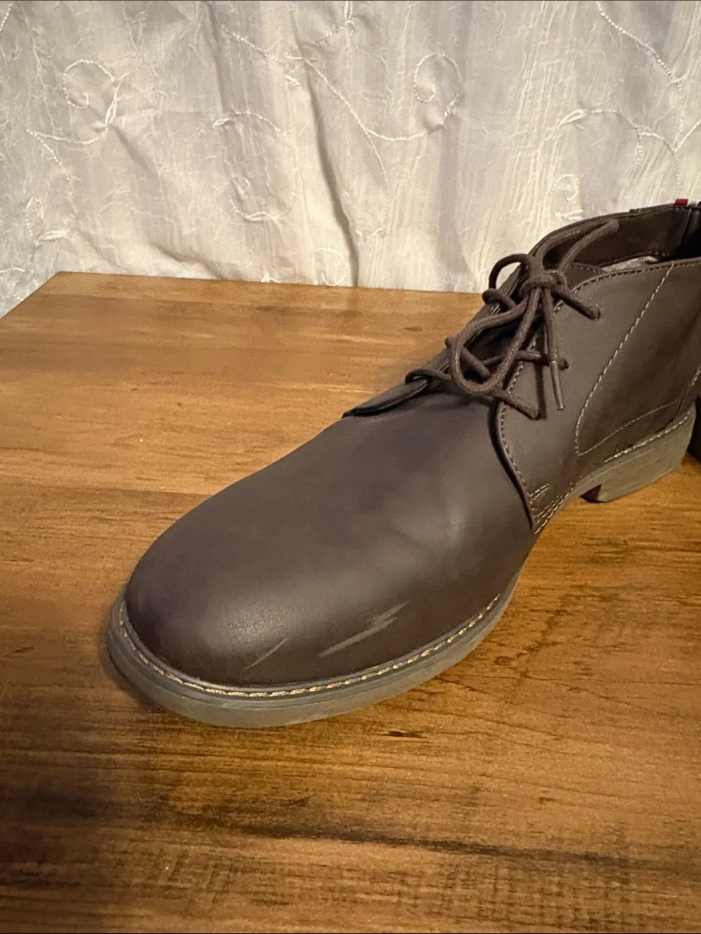 Izod Men's Dark Brown Leather Chukka Lace-Up Boots